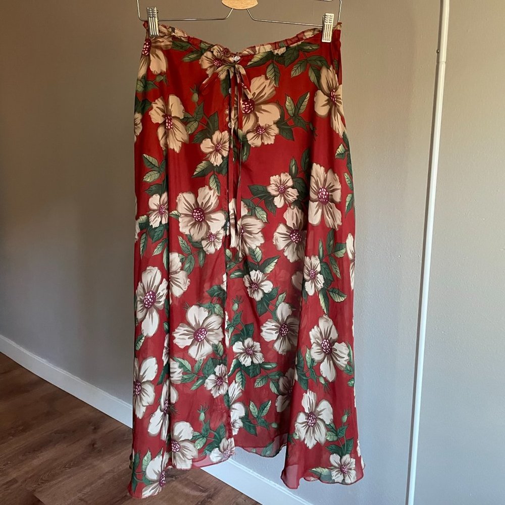 Red Floral Maxi Skirt